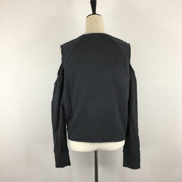 RAG & BONE Dark Gray Long Sleeve Cut Out/Cold Shoulder Rolled Hem Shirt - Picture 13 of 13